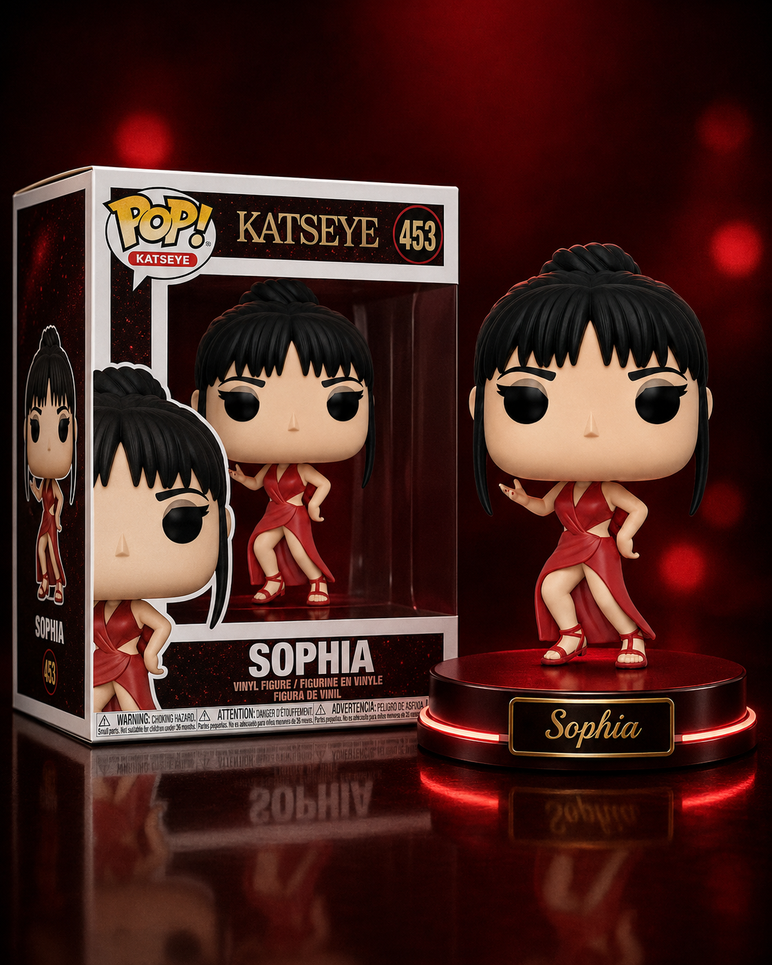 Funko Pop Sophia KATSEYE x Red Dress Collectible Vinyl Figure – K-Pop Idol Display Doll with Collector Box
