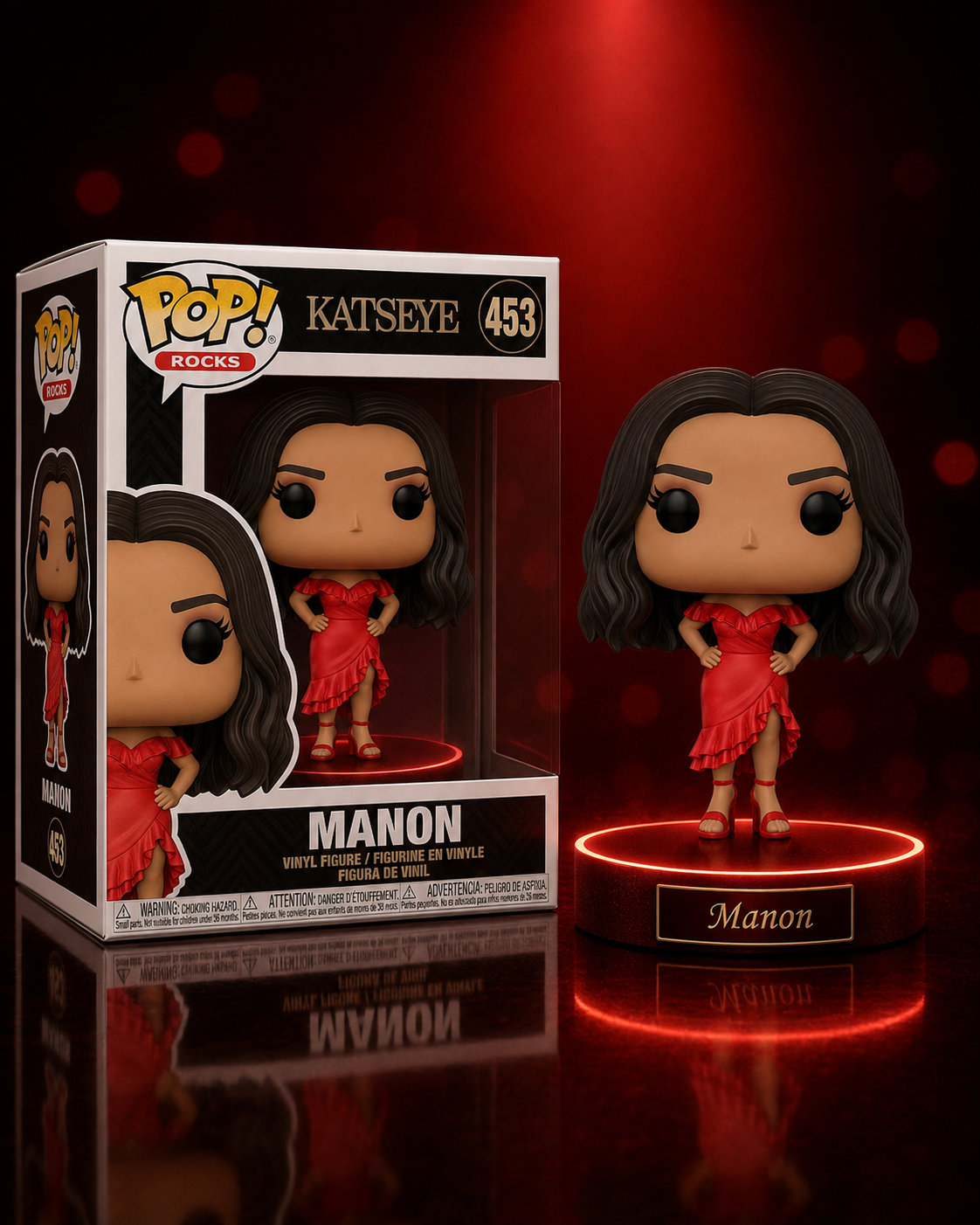 Funko Pop Manon KATSEYE x Red Dress Collectible Vinyl Figure – K-Pop Idol Display Doll with Collector Box